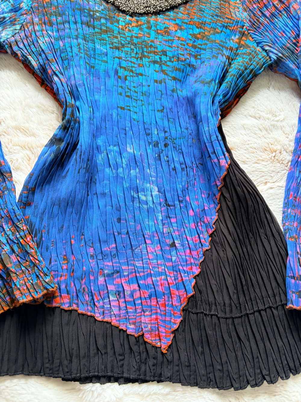 🖤💙 Vintage Y2K Beaded Mesh Top | Fairy Grunge Boho Indie Sleaze Artsy Euro 🖤💙 - Picture 5 of 12